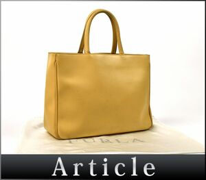 160505◇ FURLA フルラ トートバッグ ハンドバッグ バッグ 鞄 レザー 革 ベージュ 無地 シンプル カジュアル レディース 保存袋/ B