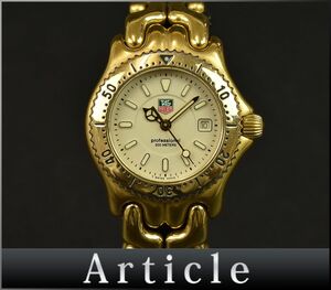 168988◇動作確認済 TAG Heuer タグホイヤー セル プロフェッショナル 腕時計 クォーツ デイト WG1330-0 クリーム ゴールド レディース/ D