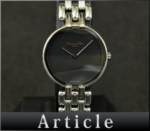 168991◆動作確認済 Christian Dior クリスチャン ディオール バギラ 腕時計 クォーツ D44-120 SS ブラック シルバー レディース/ D