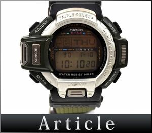 168791◇ 動作確認済 CASIO カシオ プロトレック 腕時計 クォーツ PRT-60 樹脂 SS ブラック グリーン 黒 緑 デジタル メンズ/ D