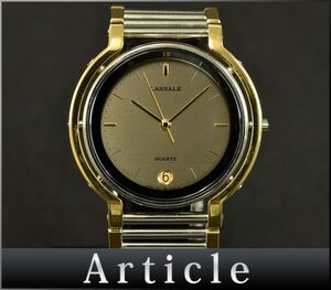 H0360◆美品 動作確認済 SEIKO セイコー ラサール 腕時計 クォーツ 7752-6029 デイト 3針 SS GP シルバー ゴールド メンズ/ D