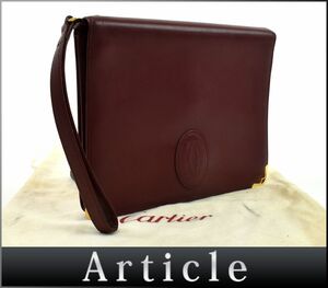 168419□ Cartier カルティエ マストライン C2ロゴ セカンドバッグ クラッチバッグ 鞄 レザー 革 ボルドー メンズ レディース/ B