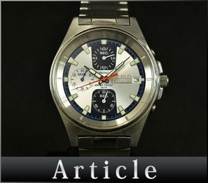 H0370◆動作確認済 訳あり SEIKO セイコー マイルドセブン クロノグラフ 腕時計 クォーツ V657-9030 SS シルバー メンズ/ D