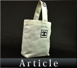 169063◇ CHANEL シャネル ココマーク ノベルティ ハンドバッグ 鞄 キャンバス ホワイト ブラック ロゴ シンプル レディース/ B