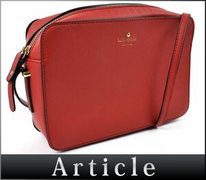 170138◇美品 kate spade ケイトスペード ショルダーバッグ 斜め掛け レザー レッド 赤 ゴールド金具 ファッション レディース/ B