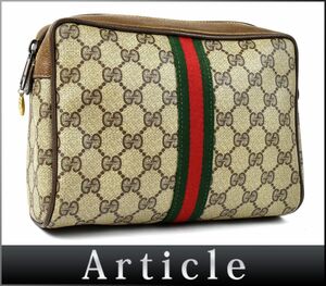 170098◇ GUCCI グッチ シェリー GGスプリーム セカンドバッグ クラッチバッグ 鞄 63.01.012 PVC レザー ベージュ ブラウン/ B