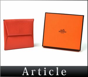 169366◆ HERMES エルメス バスティア コインケース 小銭入れ ウォレット 財布 X刻印 レザー 革 レッド メンズ レディース 箱/ C