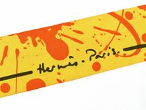 169807◇ HERMES エルメス ツイリー スカーフ シルク イエロー オレンジ ファッション 小物 スプラッシュ柄 レディース タグ/ G_画像5