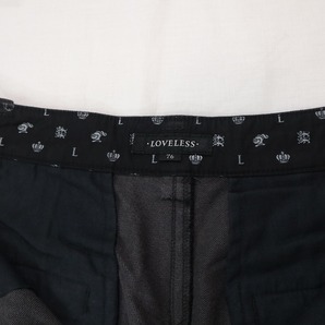 LOVELESS ラブレス サイドラインストレートパンツ スカル刺繍ストレッチパンツ グレー×ブラック ロゴ刺繍 メンズ サイズ78 M相当の画像6