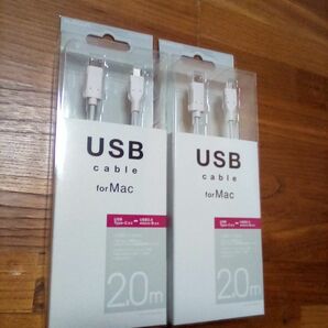 【新品】2個セット エレコム USBケーブル(Type-C - microB) 2m U2C-APCMB20WH