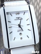 新品 テクノス TECHNOS 正規品 腕時計 アナログ腕時計 クオーツ セラミック サファイアガラス 5気圧防水 カレンダー スクエア プレゼント_画像1