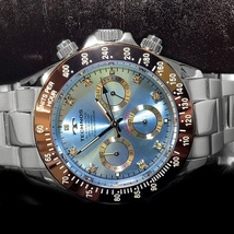 限定カラー 新品 テクノス TECHNOS 正規品 クロノフラフ 腕時計 天然ダイヤモンド付き アイスブルー コスモグラフ ダイバー腕時計 メンズ_画像5