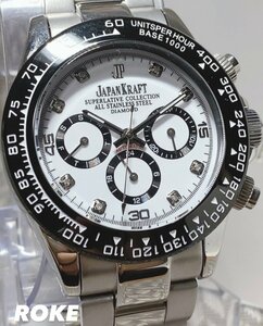 天然ダイヤモンド付き 新品 JAPANKRAFT ジャパンクラフト 正規品 自動巻き 腕時計 機械式 コスモグラフ パンダ ビジネスウォッチ