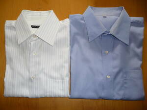 2枚セット インヘイルエクスヘイル ワイシャツ ストライプ & ユニクロ ワイシャツ ブルー