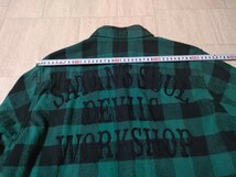 サイズ：M　日本製　WACKO MARIA ワコマリア シャツ バックチェーン刺繍 ブロックチェック ネルシャツ グリーン ブラック 緑黒　長袖シャツ_画像7