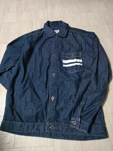 サイズ：38　訳あり美品　日本製　MOMOTARO JEANS/桃太郎ジーンズ　薄手　デニムジャケット　シャツ　セルビッチ