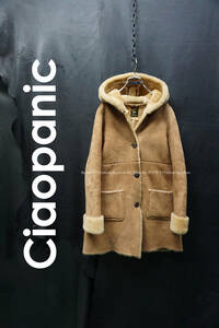 Ciaopanic real mouton sia ring coat with a hood . free size lady's boa fur fur mouton coat double faced 