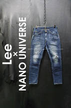 Lee × Nano Universe ダメージ加工デニム アンクルデニム ジョッパーズパンツ W29/約79cm 別注 ジョッパーパンツ ジーンズ ビンテージ加工_画像1