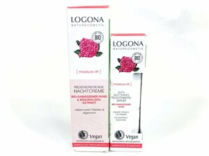 未使用　ロゴナ　LOGONA　スムージング　ナイトクリーム(ローズ)30ml／モイスチャライジングセラム(ローズ)美容液30ml　KES-2416