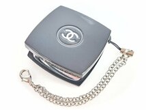 シャネル　CHANEL　ココマーク　コンパクトミラー　ダブルミラー　チャーム　キーホルダー　保存袋付　ノベルティ　ブラック　YZ-555_画像1