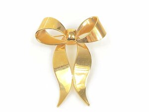クリスチャン・ディオール　Christian Dior　ブローチ　リボンモチーフ　縦：約7cm　ゴールドカラー　YAS-10858