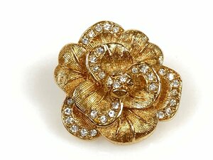 クリスチャン・ディオール　Christian Dior　ピンブローチ　ピンバッジ　フラワー／花　モチーフ　縦：約3cm　ゴールドカラー　YAS-10859