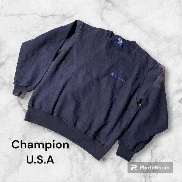 Champion U.S.A LARGE スエット トレーナー チャンピオン ヴィンテージ　ダメージファッション　ボロ