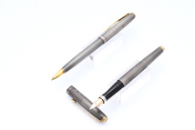 難あり PARKER STERLING CAP&BARREL ペン先14K 万年筆 + SONET MD925 ボールペン パーカー 格子 シズレ コンバーター式 2本セット■19346_画像1