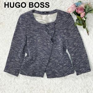 HUGO BOSS ヒューゴボス ノーカラージャケット ツイード フリル レディース 36 B22413-149