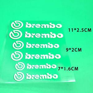 Bremboステッカー シルバー 横11cm×縦13cm (１シート＝大中小　計６枚)　ブレンボ　