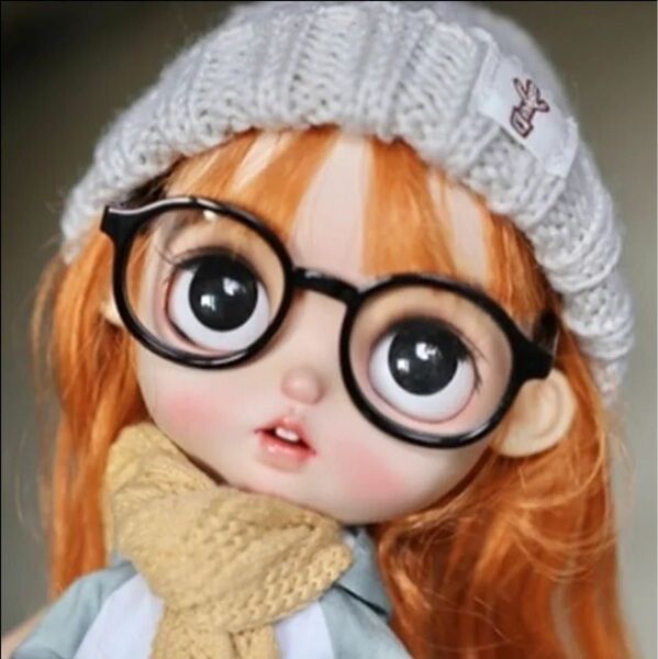 10cm　ぬいぐるみ　人形　メガネ　めがね　黒　かわいい　推し活　着せ替え 豹柄 眼鏡