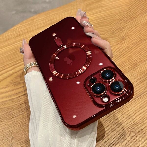 iPhone15　ケース　Magsafe対応　ワイヤレス磁気　耐衝撃 赤 レッド iPhone カバー