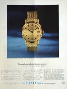 稀少・時計広告！1966年サーチナ 時計広告/Certina Chronometer Automatic Watch/W