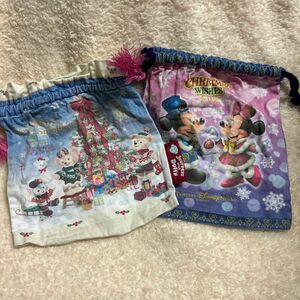 ディズニーシー　クリスマス　ダッフィー ミッキー&ミニー　巾着　2枚セット