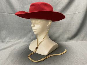 M12273[ men's hat ] hat ton gallon Western wide‐brimmed kau Boy silk hat suede style red L.. cord attaching details unknown 