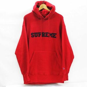 ■ 希少 ヴィンテージ 90s 初期 メキシコ製 Supreme Champion Reverse Weave Hooded リバースウィーブ ロゴ スウェット パーカー レッド L