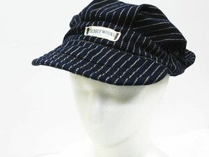 ■ WAREHOUSE ウエアハウス DUBBLE WORKS ダブルワークス ヒッコリー ワーク キャップ 帽子 ネイビー系