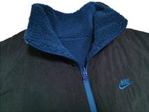 海外限定 日本未発売カラー NIKE リバーシブル ボアジャケット 紺系×黒 L Nike NSW Reversible Swoosh Full Zip Jacket Black/Blue Force_画像8