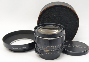 【M42】Super-Takumar スーパータクマー28mm F3.5 丸型フード付き 絞り不良品