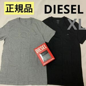 洗練されたデザイン　DIESEL　UMTEE-RANDAL-TUBE-TWOPACK　クルーネックTシャツ2枚セット　ブラック/グレー　XL　A05427 0LDAS 2023新製品