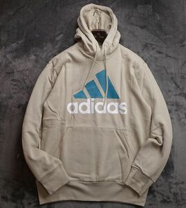 新品 adidas アディダス フレンチテリー パーカー XL プルオーバー スウェット ビッグロゴ ロゴ刺繍 メンズ