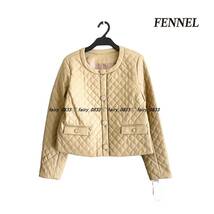 【送料無料】定価25000円 新品■スコットクラブ FENNEL フェンネル■ ダイヤ柄キルティング＆エコレザー...♪ノーカラージャケット_画像2