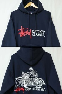 90s USA製 OLD STUSSY ビンテージ オールド ステューシー ハーレーマン プルオーバー パーカー US- L サイズ ネイビー 紺 // スウェット ☆