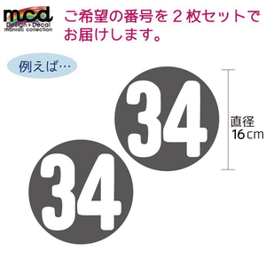 数字選択可能！ビンテージタイプ グレー 16cm ゼッケンステッカー2枚セット 車 バイク ワンポイント