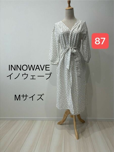 INNOWAVE イノウェーブ　Mサイズ カーディガン　羽織り　白　ホワイト　ドット柄