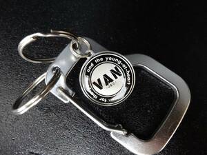 ★VAN JAC ヴァンヂャケット 永遠の丸VAN直径2.5cmステンレススチールチャーム&アルミカラビナキーホルダー★ 