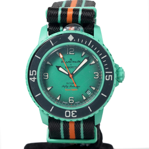 未使用！腕時計 BLANCPAIN×Swatch ブランパン×スウォッチ インディアン オーシャン SO35I100 フィフティファゾムス 自動巻 デイト メンズ