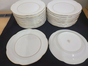 大倉陶園 OKURA ケーキ皿 21枚 銘々皿 小皿 プレート 金彩 ホワイト 直径約14cm　D2