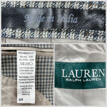 1円 美品 XL.LL ローレンラルフローレン LAUREN RALPH LAUREN テーラードジャケットギンガムチェック総裏シルク混メンズ 42R_画像9