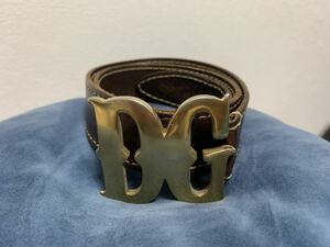 DOLCE＆GABBANA ドルチェ＆ガッバーナ DGロゴバックルベルト レザーベルト 茶色　ブラウン